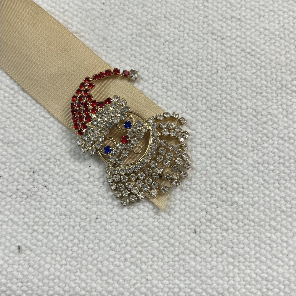 Festive 1950’s Santa Claus Brooch with Red and Gold Accents/ Completely intact!